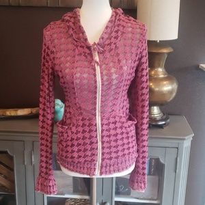 Fitted lace zip up hoodie.